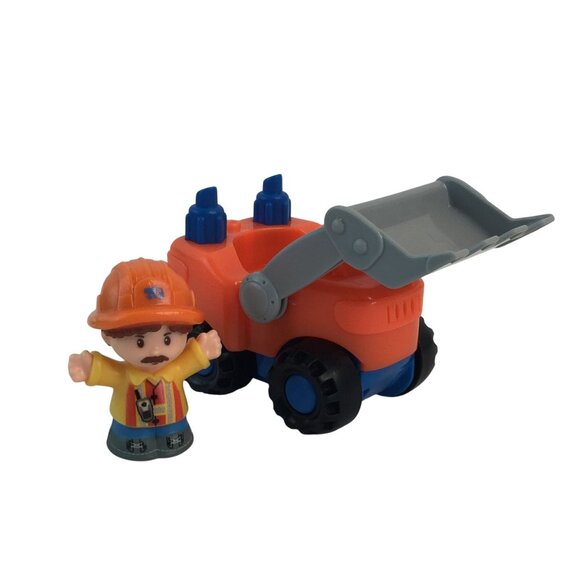 Fisher Price Little People Construction Worker w/Orange Bulldozer Vehicle - Picture 2 of 9